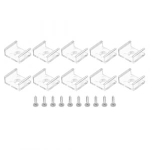 TOP-VIGOR Lot de 50 clips de fixation pour bande lumineuse LED, supports de fixation en plastique, bande LED étanche avec vis pour ruban lumineux néon RVB de 13 mm, transparent (Top-Vigor Top Sales, neuf)