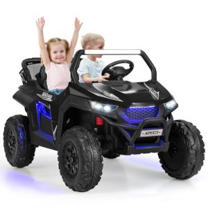 SOARS Voiture Electrique Enfants, Quad Electrique Enfants à 2 Places avec Multimédia, Télécommande 2,4G pour Parents, Durée de 60 à 120 Min, Charge Maximale 59 KG, pour Enfant 3 à 8 Ans (Noir) (Magichome24, neuf)