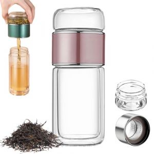 gourde theiere en verre avec infuseur 500ml,infuseur th&eacute; bouteillet,infuseur &agrave; th&eacute; en verre &agrave; double paroi isolante,bouteille infuseur &agrave; th&eacute;, infuseur th&eacute; bouteille, de voyage transparente-A||500ml (UkisisiㄧShipper, neuf)