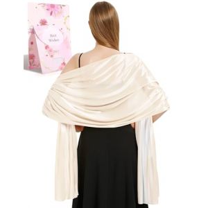 heekpek Satin Foulard Chale Femme Mariage Echarpes pour Robe de Soir&eacute;e &Eacute;l&eacute;gant Chic Etole Femme pour Soir&eacute;e C&eacute;r&eacute;monies F&ecirc;tes Mariage, Beige, Taille unique (HKPK, neuf)