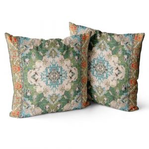 Snylcce Housse de Coussin 55x55cm Boho Ethnique Taie d'oreiller Lot de 2 Moderne Housses Coussins Mandala Motif Floral Taie Oreiller Boheme Décoratif pour Chambre Vert (Sunycler, neuf)