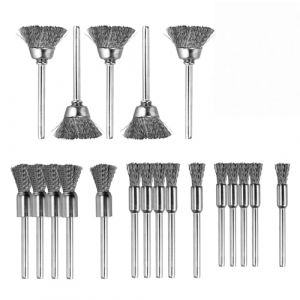 txuzong 20 Pi&egrave;ces Brosses M&eacute;talliques pour Perceuse - 4 Tailles (Queue 3 mm) - Kit de Brosses Lisses en M&eacute;tal pour D&eacute;caper, Nettoyer Bois & M&eacute;tal - Outil de Nettoyage Professionnel (xianyongdafushi, neuf)