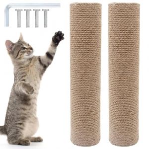 Lot de 2 arbres à chat de rechange, tronc à gratter pour chat, longueur : 40 cm, en sisal naturel, colonne à gratter avec vis M8, pièces de rechange pour la rénovation, l'artisanat (RAMONISA SHOP, neuf)