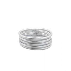 MAJALE - Bracelet Bouddhiste Femme - Bracelet jonc Bouddhiste en Or et Argent - Bracelet Tibetain Kumlai Porte Bonheur Souple et L&eacute;ger - 100% Fait Main (M - Argent - Lot de 5) (MajaleBarcelona, neuf)