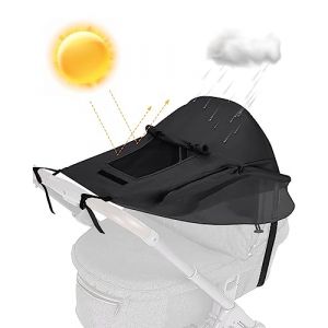 MOXTOYU Pare Soleil Poussette Universelle avec Toit Ouvrant Ventilé, Pare-Soleil Poussette Bébé Anti-UV Imperméable, Canopy Auvent Pare Soleil pour Nacelle Landau avec Sac de Rangement, Noir (Li Ying BAY, neuf)