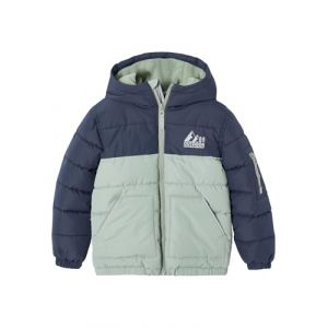 VERTBAUDET Doudoune gar&ccedil;on bicolore doubl&eacute;e polaire &agrave; capuche vert sauge 5A (VERTBAUDET, neuf)