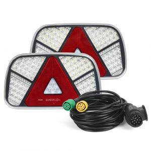 Qiping Feux arrière LED 12 V/24 V avec 2 câbles 6 broches de 5 m, 7 fonctions, pour caravane/camping-car/camion/remorque (Qiping EU, neuf)