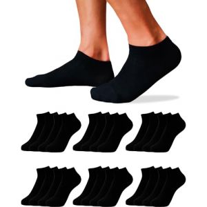 12 Paires Socquettes Homme et Femme - Chaussettes Basses Homme et Femme - Socquettes Courtes Coton Respirant (FR/ES, Numérique, 40, 46, Taille normale, Taille normale, Noir (12 Paires)) (TOPLINE Store, neuf)