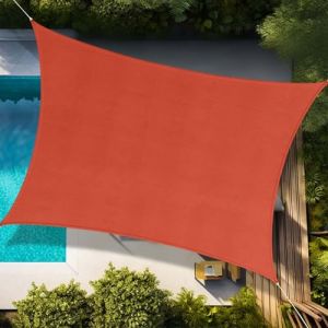 Voile d'ombrage Rectangulaire 4.5x5m Toile Ombrage HDPE Respirant Protection UV 95% pour Patio Jardin Terrasse Ext&eacute;rieur avec Corde, Rouge (Tailles sur Mesure Disponibles) (YAO YI, neuf)