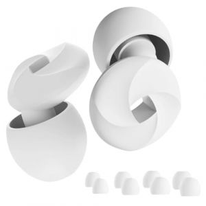 Dryxog 8 Pi&egrave;ces Bouchon d'Oreille pour Dormir Casque Anti Bruit Adulte Bouchons Doreilles Anti Bruit Bouchon Oreille R&eacute;utilisables Isolants Casque Antibruit d'Embouts en Silicone (Blanc) (xiaozhuy, neuf)