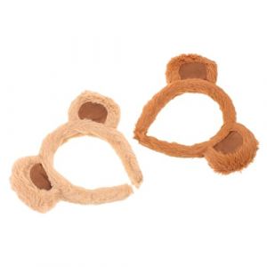 FRCOLOR Lot de 2 Serrage-t&ecirc;tes Oreilles D'ours en Tissu Doux Brun et Kaki, Bandeau Cosplay Mignon pour Femmes, Accessoire L&eacute;ger et Confortable pour D&eacute;guisement Animalier et F&ecirc;tes (White Beach, neuf)
