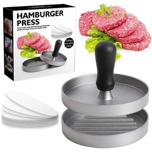 XTDMJ Presse &agrave; Burger Moule Steak Hach&eacute; en Aluminium Rev&ecirc;tement Antiadh&eacute;sif + 100 Feuilles De Papier Sulfuris&eacute;, Ustensiles De Cuisine pour Faire De D&eacute;licieux Hamburgers, Galettes Et Barbecues (fuzhoushixintengdianzishangwuyouxiangongsi, neuf)
