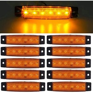 GSRECY Lot de 10 feux de gabarit latéraux à 6 LED 24 V pour camions, feux de position latéraux et arrière - Jaunes (Ricoy, neuf)