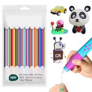 Filament Stylo 3D 110 Pièces filament d'impression 3D 22 Couleurs Recharges de stylo 3D Doodler Recharge 3D Pen PCL 2,5 mm, Filament Accessoire pour Stylo 3D et Imprimante 3D (LIYEZHONG LIMITED, neuf)