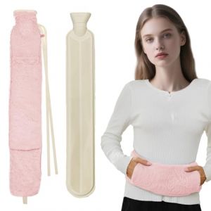 Bouillotte longue avec housse moelleuse, 2 l, grande bouillotte avec chauffe-mains, 75 cm, peut &ecirc;tre attach&eacute;e, anti-fuite et sans odeur pour le dos, les &eacute;paules et l'abdomen (CHICHIcompany O&Uuml;, neuf)