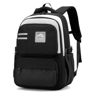 Amythe Sac &agrave; Dos Gar&ccedil;on Coll&egrave;ge, 2025 Grand Cartable Adolescent Scolaire, Sac Ecole Lyc&eacute;e Gar&ccedil;on Imperm&eacute;able Durable pour Ecole Randonn&eacute;e, 38L-Noir (Amythe, neuf)