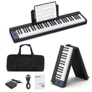 Clavier &eacute;lectronique pliable LEKATO &agrave; 61 touches, clavier pliable &agrave; 61 touches avec sensibilit&eacute; tactile, rechargeable, Bluetooth MIDI, &eacute;tui portable, pour d&eacute;butants/amateurs de musique/enfants (Mikasu, neuf)