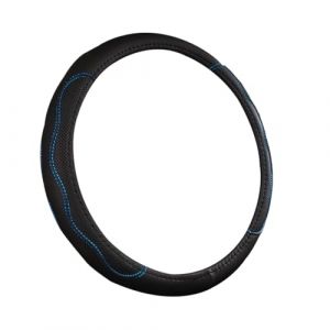JNNJ Couvre Volant Voiture, Antidérapant Couvre Volant, Respirant Housse De Volant en Cuir, Housse De Volants 38cm, Voiture Accessoires D'intérieur Protecteurs pour Femmes Et Hommes(Noir+Bleu) (KJHmaoyi, neuf)