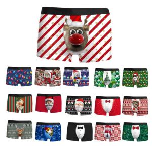 NaLatia Calecon Personnalise Homme, Homme Calecon No&euml;l, Sport Boxer Homme Coton Pas Cher Rigolo Noel Calecon Microfibre Shorty Transparent sous-V&ecirc;tements, Cale&ccedil;on de nouveaut&eacute; Personnalis&eacute; (GUnakd, neuf)