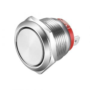 Gebildet Bouton Poussoir de Type Court 20A/12-24V, 15A/220V 19mm Interrupteur à Bouton-Poussoir Momentané en Acier Inoxydable Interrupteur SPST 2 Broches Etanche (Gebildet-FR, neuf)