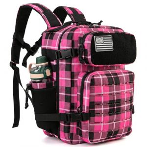QT&QY 25L Sac &agrave; dos tactique militaire de pour hommes, sac &agrave; dos de jour avec Molle d&eacute;coup&eacute; au laser pour moto, arm&eacute;e, petite sacoche de survie, sac de sport avec porte-gobelets doubles m&eacute;dical (Panda Outdoor Explorer-FR, neuf)