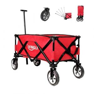 ALightUp Chariot de Plage Pliable Rouge - 100 kg Capacit&eacute;, Chariot &agrave; roulettes Tout Terrain | Transport Lourd pour Jardinage, Plage, Camping | Compact, L&eacute;ger et Facile &agrave; Assembler (VICTOPV, neuf)