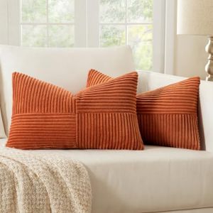 MIULEE Lot de 2 Housse Coussin en Velours C&ocirc;tel&eacute; 30x50cm Caramel Housse de Coussin Decoratif Coussin de Canap&eacute; Moderne Doux D&eacute;co Coussin de Canap&eacute; (MIULEE HOME, neuf)