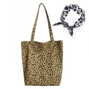 JEKAVA Sac fourre-tout imprimé léopard Sac à main en toile Sac à bandoulière pour femme Grand sac à bandoulière Personnalités Sac à main élégant Sac à main tendance pour femme, kaki (SUNATTY, neuf)