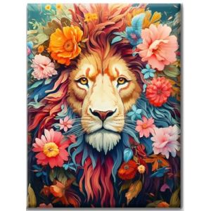 Yiminu.DS 5D Diamond Painting Kit, Broderie Diamant Adulte DIY Diamond Painting Paysage Peinture Diamant avec Rond Perle Diamant de Forage 30CMX40CM, animal lion fleur (Eiminuoe, neuf)