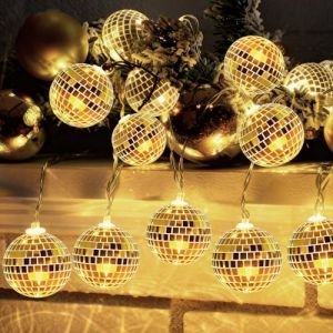 KATELUO Guirlande Lumineuse Boule Disco, 1.5m Guirlande Lumineuse de Noël à Piles, Guirlande de Boules Disco à LED, LED Lumières de Noël Intérieur et Extérieure, pour Décoration Noel, Mariage, Fête (chengyujia, neuf)