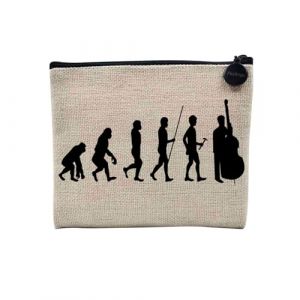 Pochette en Lin - Evolution Contrebasse Jazz Musique Instrument Musicien - Trousse Maquillage en Toile Aspect Lin - Porte Monnaie - 15 x10 cm (FabulousBOUTIK, neuf)