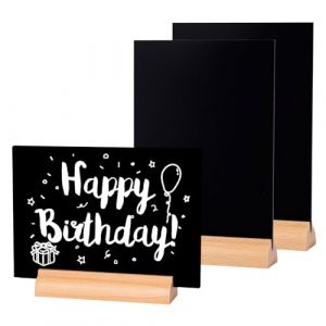 LELADY Enseignes de Tableau Noirs A4, 3 Pièces Tableau Noir pour Table, Mini Tableaux Noir Double Face avec Supports en Bois, Petit Table Décoratives pour Tableaux Noirs (LELADY EU, neuf)