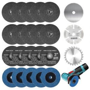 23 Pi&egrave;ces Disque &agrave; Tron&ccedil;onner M&eacute;tal Extra Fin, 75 mm Disque Meuleuse, Disques D&eacute;coupe Accessoires Meuleuse d'Angle pour Coupe, Polissage, Pon&ccedil;age du M&eacute;tal, Du Bois, Du Plastique (Rivasen, neuf)