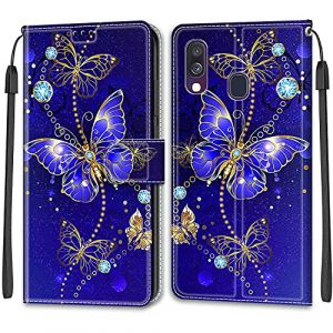 Feyten Coque pour Samsung Galaxy A40, Etui Samsung A40, Housse de Galaxy A40 en Cuir PU, &Eacute;tui Housse en Cuir de Protection avec [3 Emplacements pour Cartes] [Magn&eacute;tique] Flip Case(Papillon 2) (Feyten, neuf)