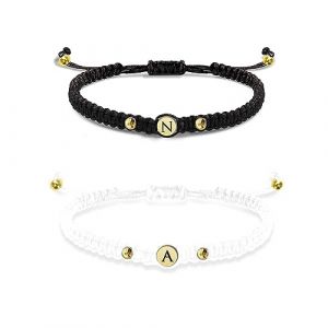Jeweidea Bracelet Couple Personnalis&eacute; avec Prenom Bracelet Aimant Grav&eacute; pour Femme Homme Tress&eacute; R&eacute;glable Longue Distance Infini Cadeaux de Saint Valentin Cadeaux de No&euml;l (Style 2) (Ting-Bin, neuf)