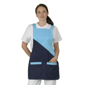 Hurry Jump Tablier chasuble Tablier sans manches femme type blouse chasuble Turquoise et marine prt aux poches turquoise (Label blouse, neuf)