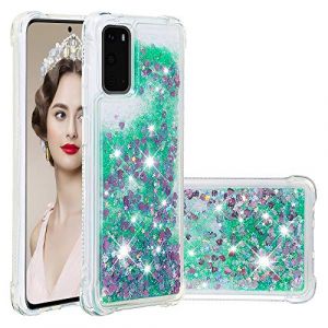 SIYOPINPFY Compatible avec Samsung Galaxy S20 Glitter Coque, Girls Glitter Etui, Sequin Liquid Clear Caricature Protection Silicone Housse de Protection pour Samsung Galaxy S20 - Love Green YB (SIYOPINPFY, neuf)