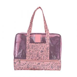 Sac de Natation avec Compartiments Secs et Humides Séparé Sac à Main de Voyage Plage en Oxford Étanche Pochette de Rangement en Maille Sacoche de Sport Piscine Gymnase Trousse de Toilette Maquillage (LONGTENGUK, neuf)