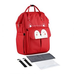 SONARIN Élégant Grande Capacité Sacs à Dos à Langer pour Bébé,Sacs à Langer Multifonction Imperméable Sac à Couches de Voyage avec Matelas à Langer & Crochets de Poussette(Rouge) (ROCK PEAK LTD, neuf)