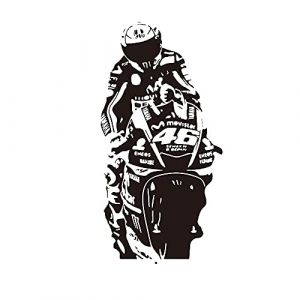 Valentino Rossi VR 46 Le Docteur Moteur Course Sticker Mural Salle de Garçon Salle Des Enfants Moto Course Sport Sticker Mural Salon (Figure 1, 57x107cm) (DengJiedDian, neuf)