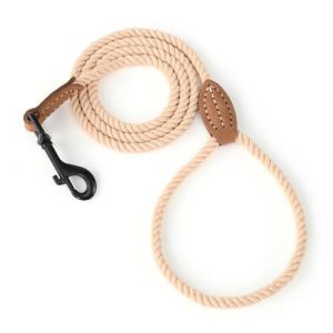 Mile High Life Laisse pour chien en corde de coton tress&eacute; avec embout en cuir &ndash; Fermoir en m&eacute;tal robuste, 1,5 m, 0,6 cm d'&eacute;paisseur &ndash; Mariage, laisse de promenade pour chiens de petite et moyenne (MileHighLifeEU, neuf)