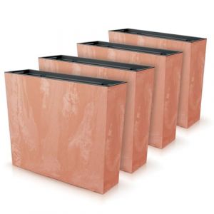 IMJ-Global Lot de 4 pots à fleurs rectangulaires Urbi Square en plastique Beton Effect 58 x 18 x 49,8 cm pour intérieur extérieur en terre cuite 44 litres design moderne (IMJ Global, neuf)