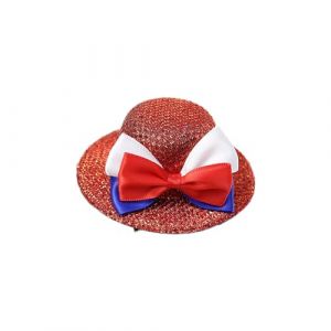 SLXLYH Julycostume Chapeau haut-de-forme unisexe pour enfants avec épingle à cheveux et pince à cheveux pailletée (chapeau rouge, bleu, blanc, R) (anbeidianzi, neuf)