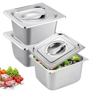 Lot De 3 Bac Inox Alimentaire, Plat Four Rectangulaire, 17.6 * 16.2 CM Plats À Four En Acier Inoxydable, Plat Four Rectangulaire, Bac De Cuisson En Inox, Pour Servir Des Plats Et Gril Gâteaux (TRUST AND BU, neuf)