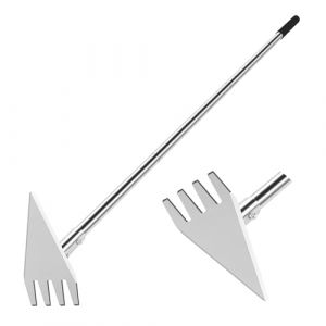 Binette de Jardin 2 en 1 Double Tête,Tête Triangle et Scie,Manche Télescopique Réglable (75, 110.5, 146.5 cm), Outil de Jardinage Robuste pour désherber,Houe en Acier Inoxydable (BARAYSTUS, neuf)