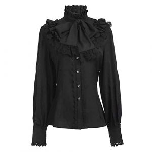 NaLatia Chemise Victorienne pour Femme Gothique Steampunk Chemisier &agrave; Volants Vintage Manches Longues Haut Blouse Chic et &Eacute;l&eacute;gant Renaissance Pirate Top Soir&eacute;e Bal Party Printemps &Eacute;t&eacute; Mode (GUnakd, neuf)