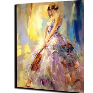 WANGMAOMAO Peinture par Num&eacute;ro Adulte Portrait d'une femme violoniste 40x50cm Bricolage Tableau Peindre par Nombre pour Enfants Jouets &agrave; peindre cadeauxHome Decor -sans cadre (XIZHAOMAOYI, neuf)