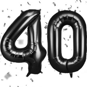 AOOSU Ballon d'Anniversaire 40 Ans Couronne Noir, Foil Ballon Num&eacute;ro Chiffre 101cm, Gonflable H&eacute;lium, Deco Anniversaire 40 Ans Grand Ballons pour F&ecirc;te Party Mariage (Huuyo, neuf)
