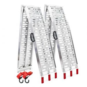 Wiltec Lot de 2X Rampe de Chargement Pliable 2260 x 295 mm &ndash; capacit&eacute; de Charge Max. 680 kg &ndash; avec poign&eacute;es &ndash; Profil &agrave; Trous &ndash; en Aluminium &ndash; Rampe d'acc&egrave;s Utilitaire Moto ATV Quad remorque (Wiltec Wildanger Technik GmbH, neuf)