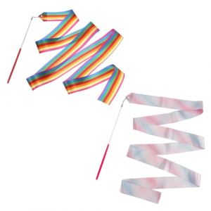EIHI 2 Pièces ruban gymnastique enfant, Bâton de danse, Rubans Danse Scintillant Ruban de Gymnastique, Pour Enfants Filles Danse Artistique, Gymnastique, Entraînement, Cadeaux, 2m+4m (EIHI, neuf)